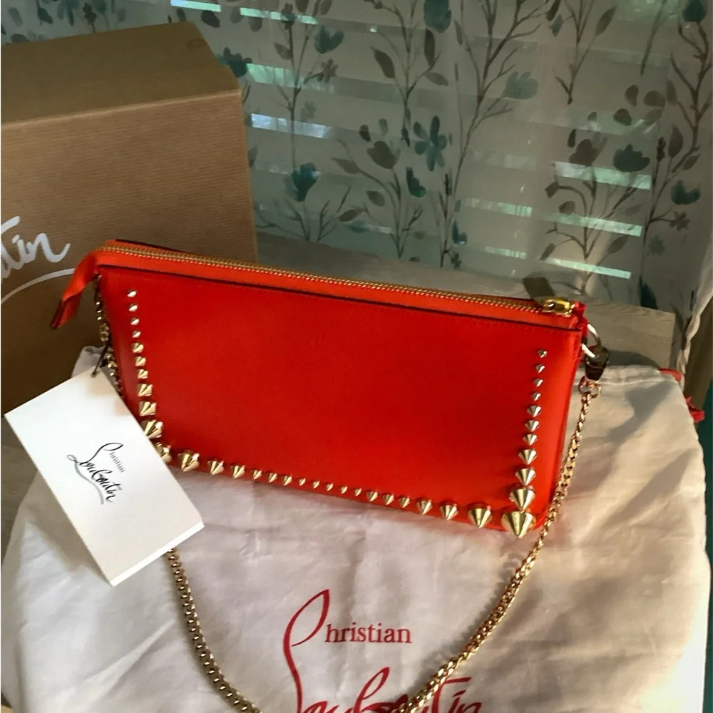 Red Christian Loubationl Studded Women's Bag